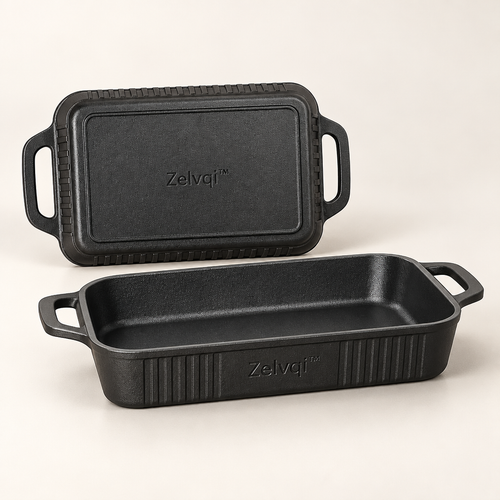 Zelvqi™ Cast Iron Double-Handle Roasting Pan product image 01