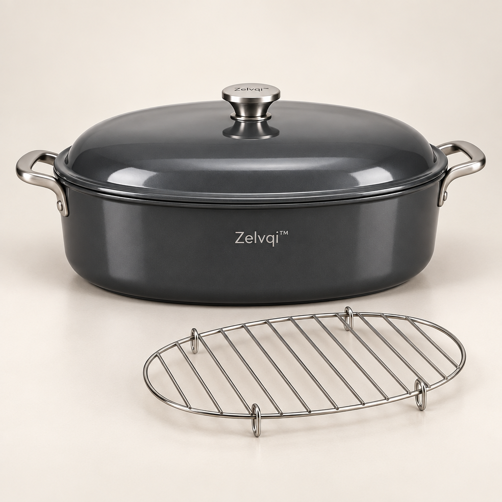 Zelvqi™ Lidded Oval Roasting Pot product image 01
